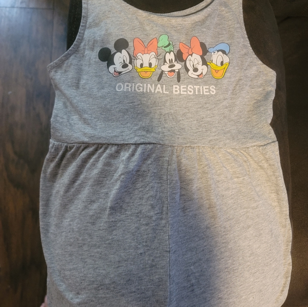 Disney Mickey And Friends Sleeveless Romper Heather Gray Size M (7-8)